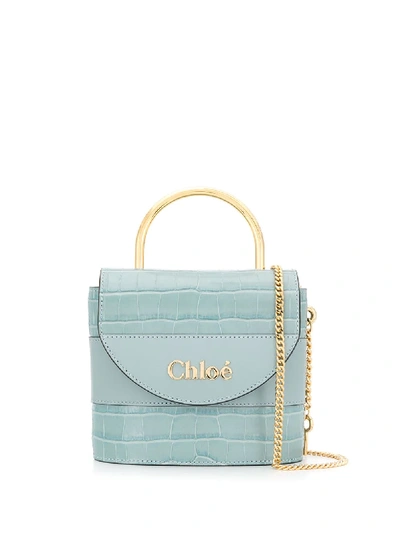 Chloé Aby Embossed Shoulder Bag In Blue