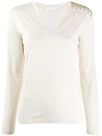 Fabiana Filippi Shoulder-stud V-neck Top In Neutrals