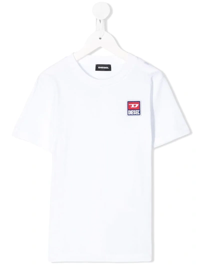 Diesel Teen Embroidered Logo T-shirt In White