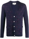 Gucci Logo Pinstripe Cardigan In Blue