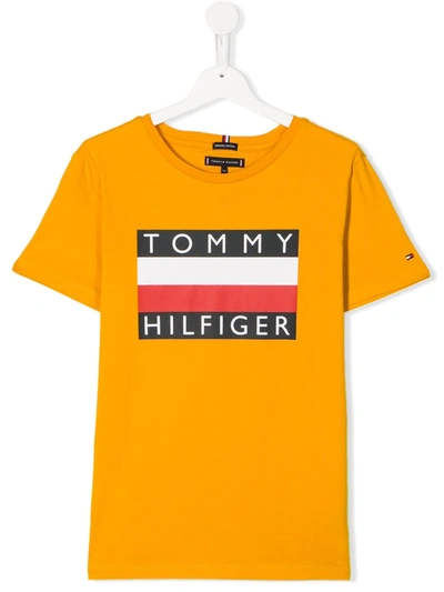 Tommy Hilfiger Junior Kids' Printed Logo T-shirt In Yellow