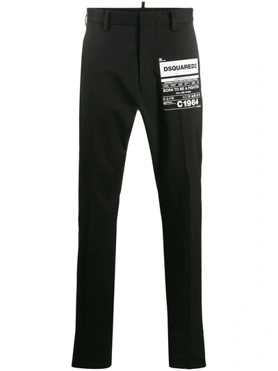 Dsquared2 Hockey Slim-fit Tailored Trousers In Black