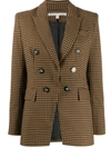 Veronica Beard Double-breasted Checked Woven Blazer In Brown