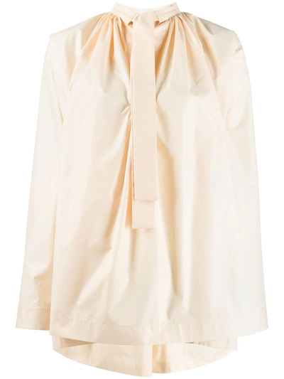 Jil Sander Pussy-bow Flared Blouse In Yellow