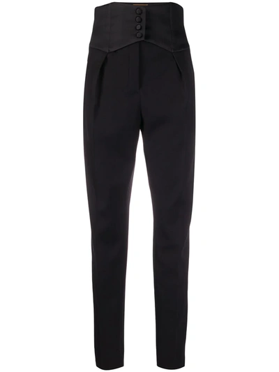 Saint Laurent Cummerbund Detail Trousers In Black