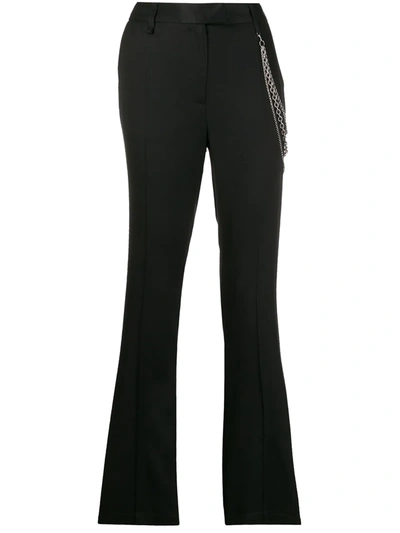 Just Cavalli Button-detailed Piqué Wide-leg Pants In Black