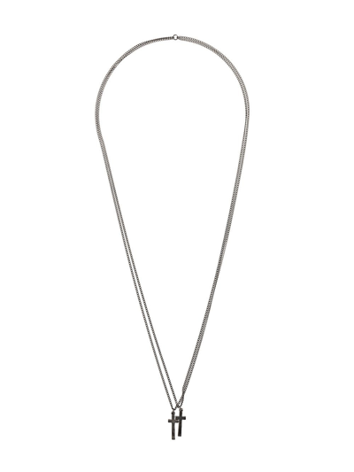 Dsquared2 Double Cross Necklace In Silver
