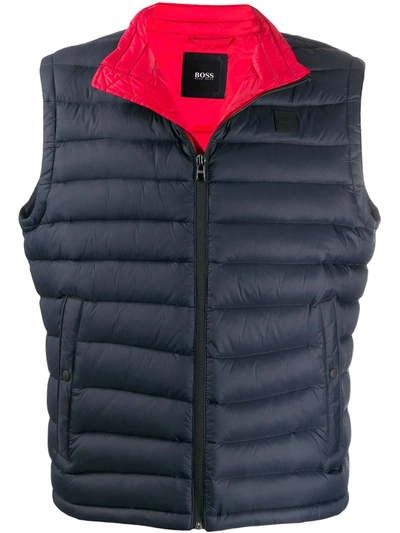 Hugo Boss Packable Quilted Down Gilet In Blue