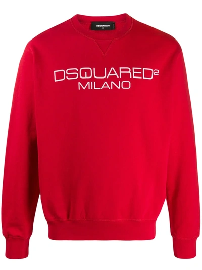 Dsquared2 Milano Logo Printed Sweatshirt In Red