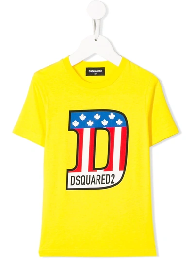 Dsquared2 Kids' D T-shirt In Yellow
