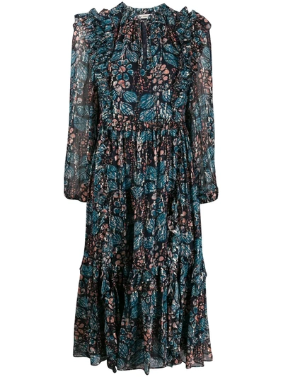 Ulla Johnson Long Sleeve Ruffled Floral Print Dress In Multicolor
