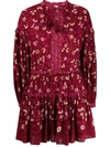 Ulla Johnson Floral Print Mini Dress In Red