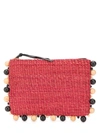 Aranaz Bead Embellished Clutch Bag In Red