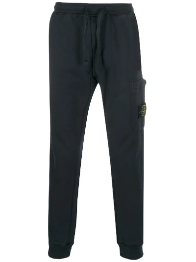 Stone Island Logo Patch Joggers In Blue