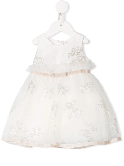 Monnalisa Babies' Embroidered Bow Dress In Panna