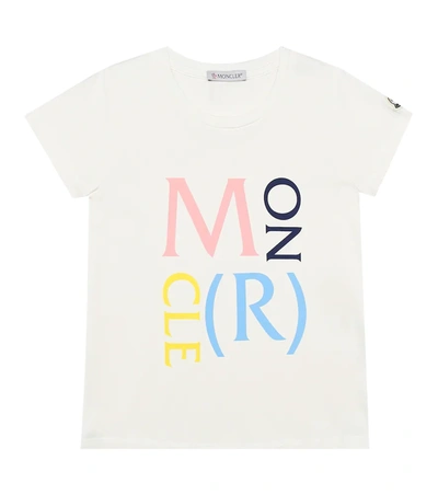 Moncler Kids' Multicoloured Logo Print T-shirt In Navy