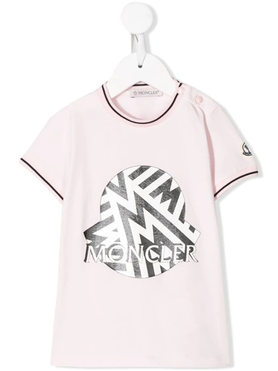 Moncler Babies' Graphic-print Crew Neck T-shirt In Pink
