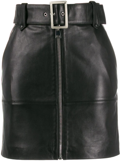 Pinko Black Leather Skirt