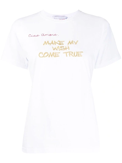 Giada Benincasa Slogan Embroidery Cotton T-shirt In White