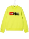 Diesel Kids' Embroidered Logo Patch Sweatshirt In Green