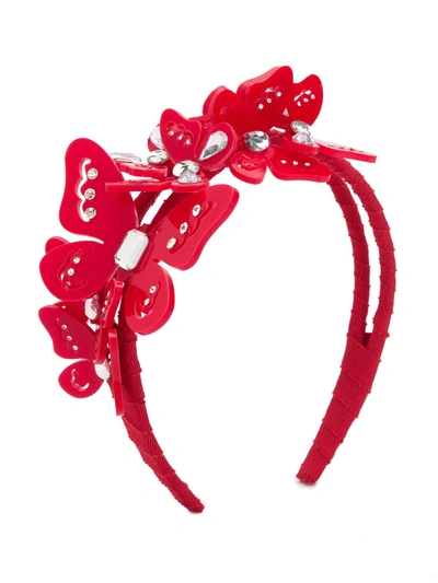Monnalisa Kids' Butterfly Embellished Hairband In Red