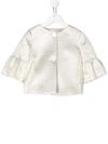 Monnalisa Kids' Textured Flared Sleeve Jacket In Gold