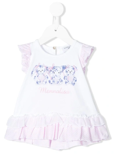 Monnalisa Babies' Graphic Print Ruffled Top In White