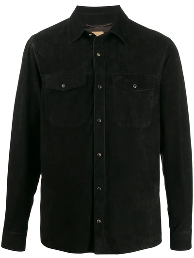 Ajmone Fitted Leather Shirt In Black