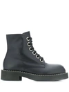 Marni Lace-up Leather Boots In Black