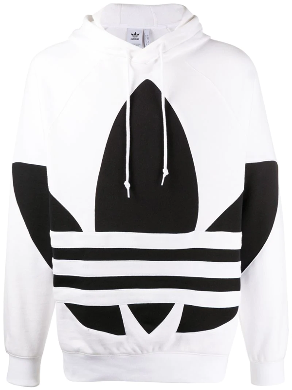 mens white adidas trefoil hoodie