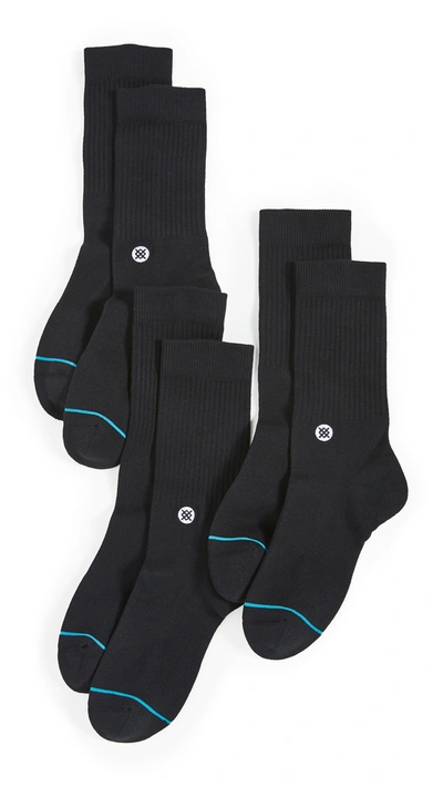 Stance Icon 3 Pack Crew Socks In Black