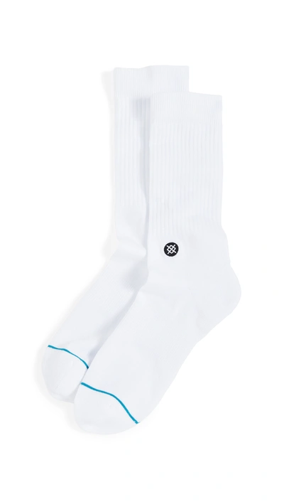 Stance Icon Crew Socks In White/black