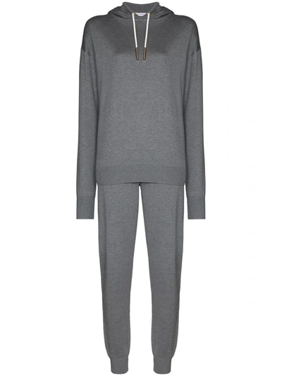 Olivia Von Halle Gia London Silk And Cashmere-blend Hoodie And Track Trousers Set In Grey