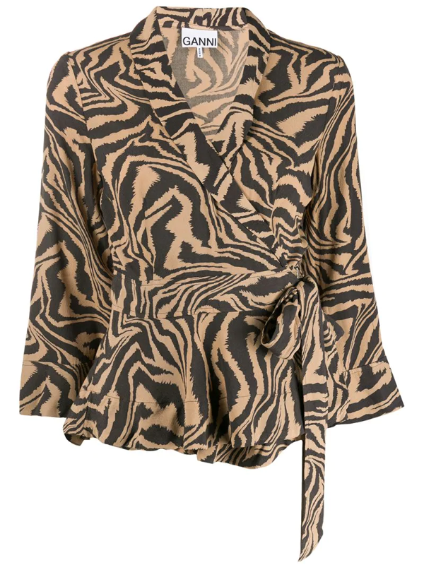 ganni wrap blouse