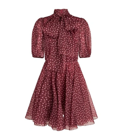 Dolce & Gabbana Short Mini Polka-dot Print Organza Dress In Rosa