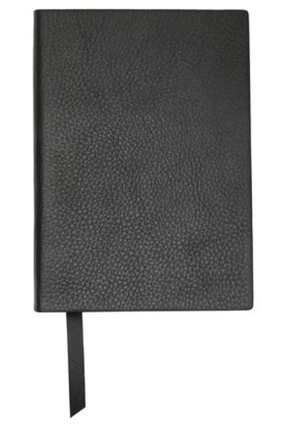 Smythson Pebbled-leather Notebook In Black
