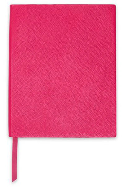 Smythson Textured-leather Notebook In Fuchsia