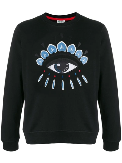 Kenzo Ikat Jacquard Cotton Sweatshirt In Black