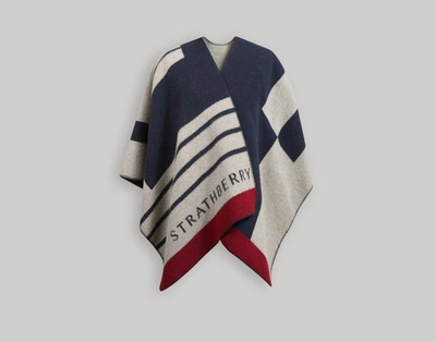 Strathberry Colour Block Cape In Navy Mix