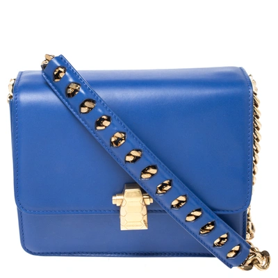 Pre-owned Roberto Cavalli Blue Leather Milano Flap Shoulder Bag