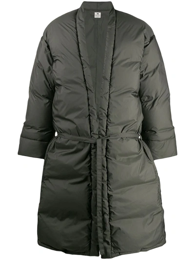 Sasquatchfabrix Waist-tied Padded Coat In Green