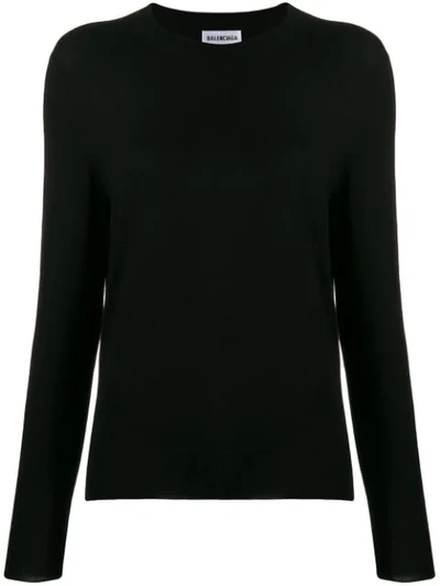 Balenciaga Intarsia Logo Crewneck Sweater Black