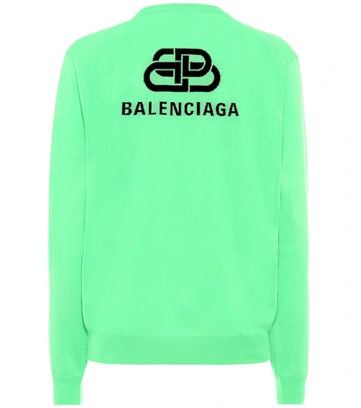 Balenciaga Intarsia Logo Crewneck Sweater Green