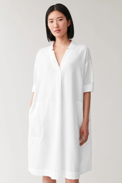 Cos Voluminous Cotton Shirt Dress In White | ModeSens