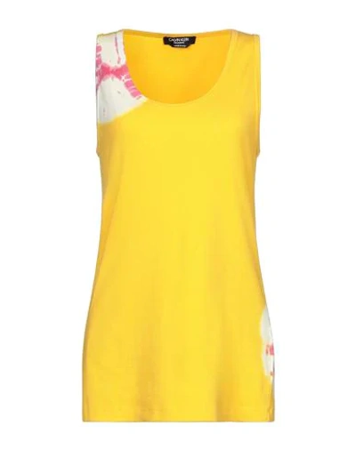 Calvin Klein 205w39nyc Tie-dyed Stretch-cotton Tank Top In Yellow