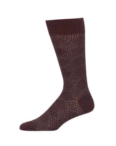 Neiman Marcus Men's Diamond Pindot Wool-blend Socks In Red