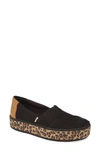 Toms Women's Alpargata Boardwalk Slip-on Platform Flats In Black/ Leopard Canvas