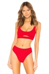 Bound By Bond-eye The Sasha Cutout Ribbed Bikini Top In Baywatch Red