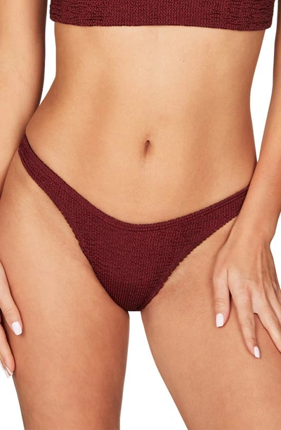 Bound By Bond-eye The Scene High Leg Ribbed Bikini Bottoms In Garnet