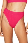 Bound By Bond-eye The Savannah High-waist Ribbed Bikini Bottoms In Neon Pink